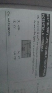 Two cells X and Y are connected in series with a resistance of ... | Filo
