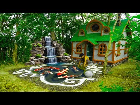 Build Fish Pond with Waterfall for Mud House