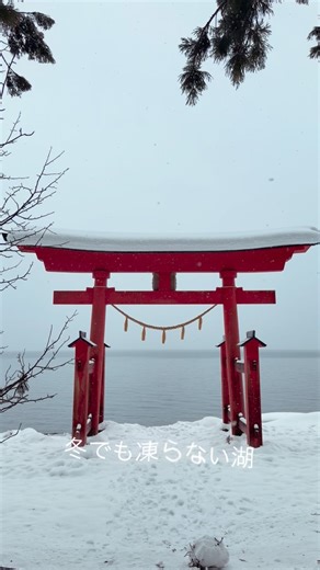 神様の通り道 on Instagram: "八郎太郎伝説：田沢湖の主・たつこ姫に恋をした八郎潟の龍神・八郎太郎が冬になると田沢湖にやってきて、2匹の龍が湖で過ごすため凍らない、という伝説がある #御座石神社 #田沢湖 #秋田県 #雪"