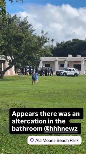 Isaac “HUNGRYHUNGRYHAWAIIAN” Scharsch on Instagram: "Possible stabbing or cutting reported on the ‘Ewa side bathrooms at Ala Moana Beach Park 12:50pm. I’m hearing reports that someone may have been stabbed or sliced inside the men’s restroom near L&L around. I’m also hearing HPD arrested someone on a bicycle in the area, but details are still developing and I’m not 100 percent sure who the victim is at this time. One report says the person who was cut may have been the one who pulled a knife. A 