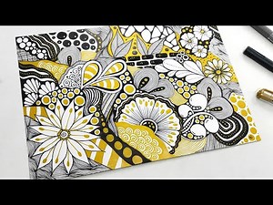 Three Color Zentangle Art | Creative & Relaxing Doodle Design