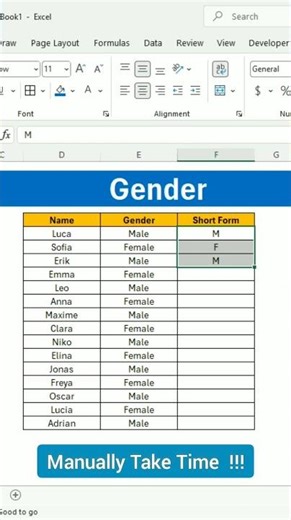 Create Gender In Short In Seconds In Excel #excel #exceltips #exceltrick #exceltutorial
