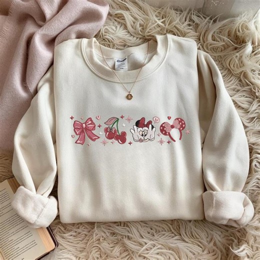 Valentine Minnie Embroidery Design Set | Cute Bow Cherry Mouse Machine Embroidery Files | Love Heart Stitch - Etsy