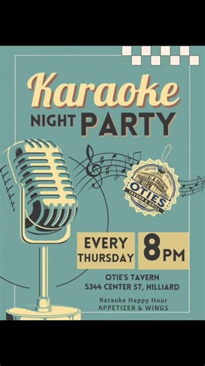 Get ready, everyone, for an exciting Karaoke Night at Otie's! We can't wait to see you all there and enjoy a fantastic evening together. #SeeYouAtOties #destinationhilliard #downtownhilliard #karaoke #karaokeOties