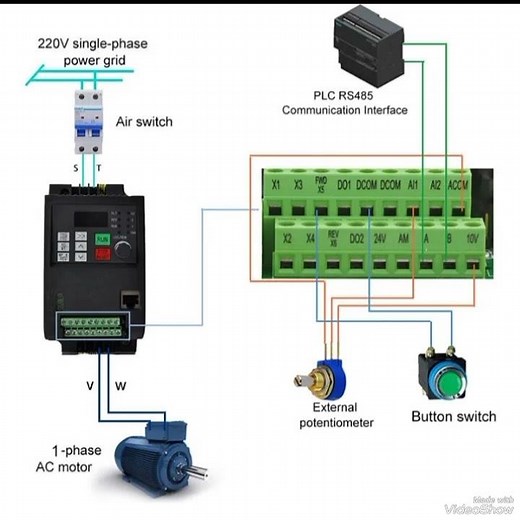 schéma branchement variateur de vitesse moteur monophasé