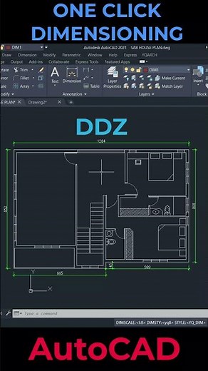 ONE CLICK DIMENSION #autocadtutorial #autocadtips#sabeercad #yqarch