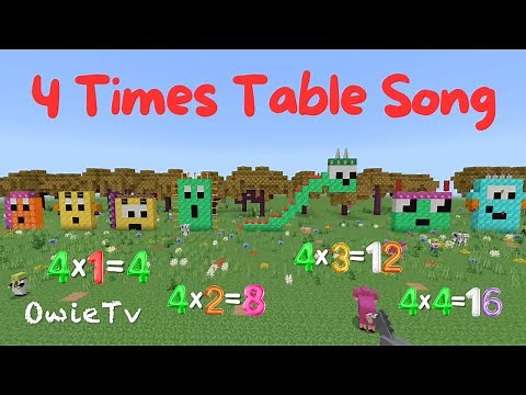4 Times Table Song | Minecraft Numberblocks Counting Song | Mulitiplication Songs for Kids
