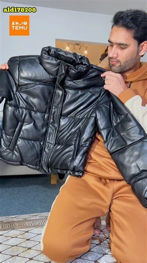 Stylish Leather Puffer Jacket Review | Influencer program code ina845395 #TemuFinds #TemuAffiliate