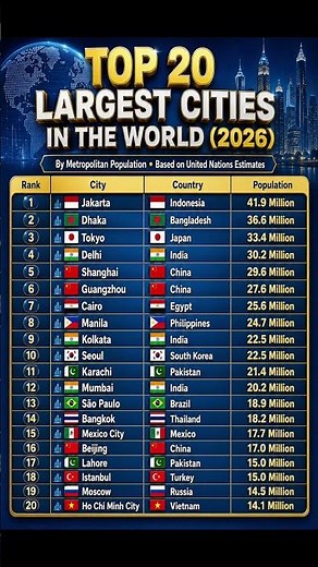 Biggest Cities in the World by Metro Population | Largest Metropolitan Cities in the World 2026