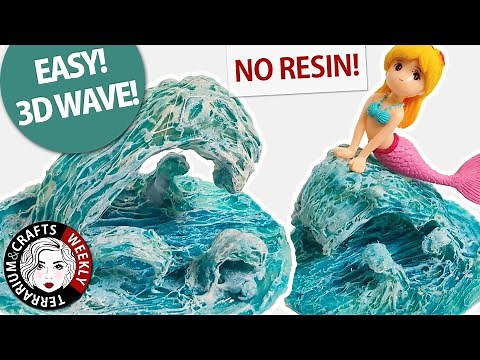 How to Make Fake Waves Effect, Hot Glue Faux Water Hack, Miniature Ocean Diorama Craft Ideas.