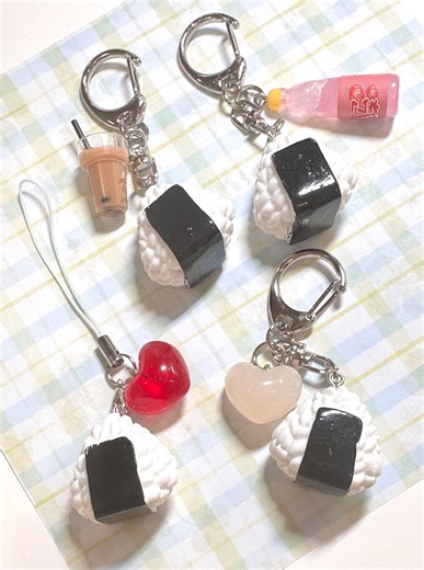 Onigiri Japanese Food Phone Charm | Kawaii Heisei Retro Keychain - Etsy