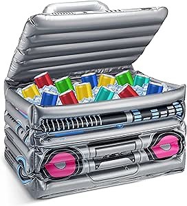 Cunhill 1 Piece Inflatable Boom Box Beverage Cooler Summer 80s 90s Theme Party Decorations Inflatable Cooler Radio Blow up Boom Box Birthday Drink Favors for Retro Nightclub Party Hip Hop Supplies
