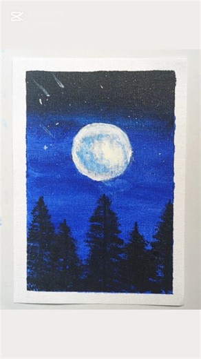 Easy Full Moon Painting | Acrylic Night Sky Tutorial 🌕#shorts #art #painting