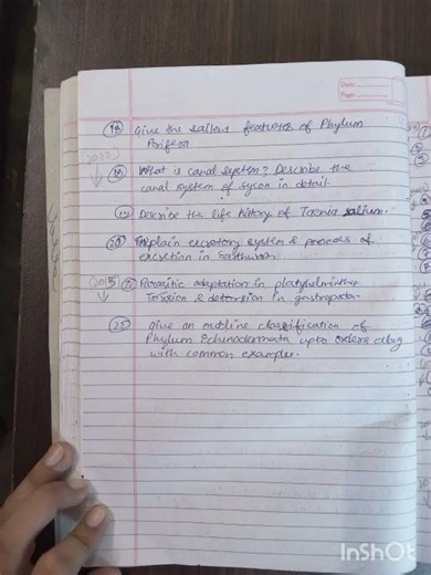 M.Sc zoology 1st semester important short questions and pyqs.(Animal Diversity-Non chordata).