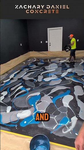 Metallic Epoxy Floor with Stunning Black, Silver, White & Blue Blend | Mesmerizing Finish! #zdc