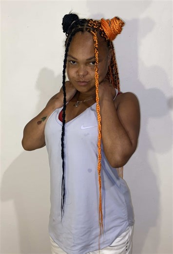 Stunning Half Black & Half Orange Box Braids Style