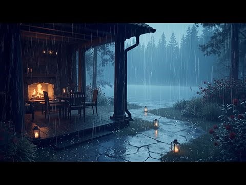 Gentle Rain Sounds Ambience | Relaxing Porch During Heavy Rain Sounds & Thunder Sounds for Sleeping