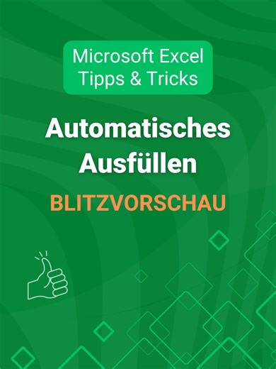 Die Blitzvorschau in Excel füllt Deine Daten automatisch aus, sobald sie ein Muster erkennt. #excel #office#tipps #büroalltag #shortcut