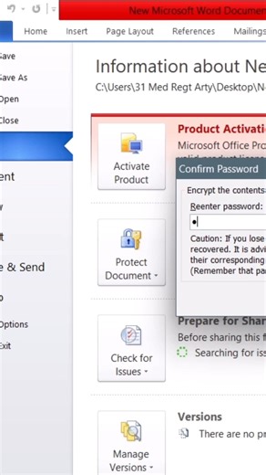 MS word file ko password 🔑 kesy lagaye#Password in ms excel and ms word #msoffice #microsoftoffice
