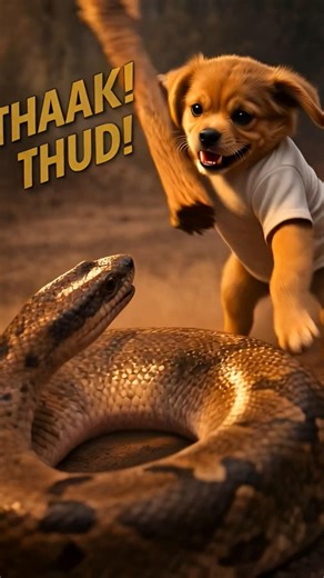 Small Puppy vs Giant Python 🐶🔥 | Hero Story #puppy #veeranimotion