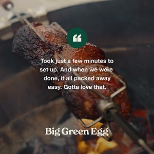 The Rotisserie is as easy as it gets. Quick setup, clean in minutes, compact storage. Fire it up, shut it down, no sweat. | Big Green Egg