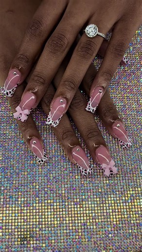 coquette cheetah print nails😍 book you apt now #nails #cheetahprint #pink #fyp