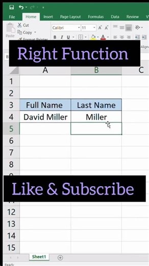 RIGHT function in excel | RIGHT formula in excel #shorts #excel #viral