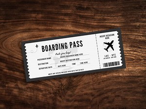 Editable Boarding Pass Template, Printable Plane Ticket, Personalized Travel Gift, Digital Download - Etsy UK