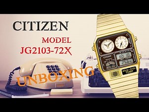 Citizen Retro Reissue JG2103-72X in gold tone, Ana/Digi, Dual Time, Thermometer, UNBOXING!,4K