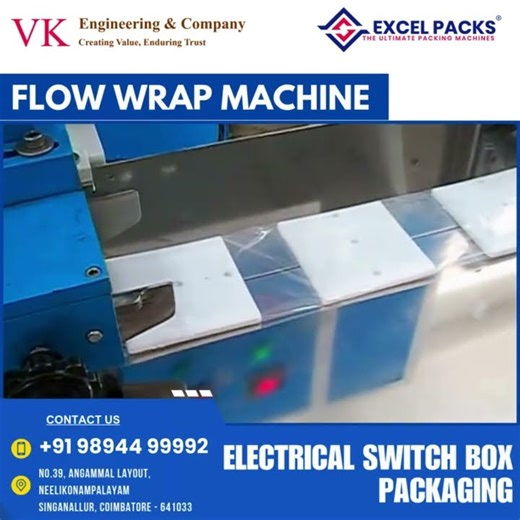 ✨ Efficient & reliable packaging! ✨Our flow wrap machine ensures neat and secure electrical switch.