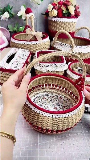 Jute Rope Basket Step from the Full Tutorial 34 #diy #diyropebasket #handmade