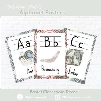 Australian Alphabet Posters A–Z | Pastel Classroom Decor