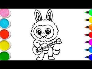 HOW TO DRAW CUTE LABUBU , PAINTING & COLORING FOR KIDS AND TODDLERS_ KIDS ART🌈