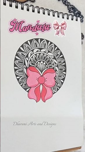 Beautiful Pink Bow Mandala Art | Creative Mandala Drawing Tutorial | Aesthetic Pen Art for Beginners