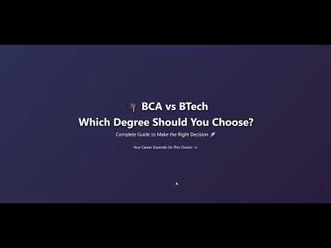 BCA vs BTech CSE - Honest Comparison | Fees, Placement, Scope & Career Options 🚀