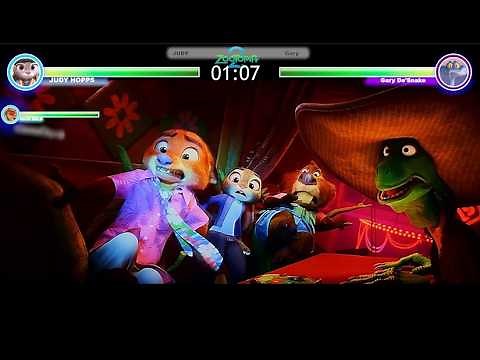 Judy & Nick Vs Gary Snake Chase Scene with healthbars