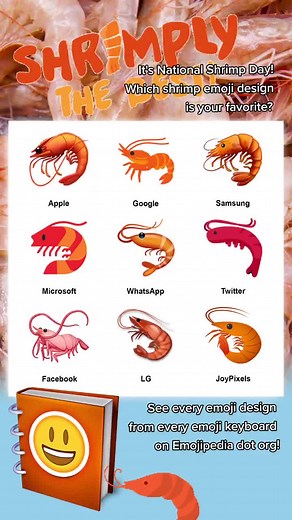 It's National Shrimp Day! Which shrimp emoji design is your favorite? 🦐 #shrimp #friedshrimp #nationalshrimpday #emoji #emojis #emojipedia