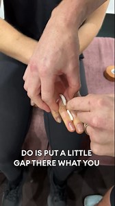 1.5K views | Taping tip for sprained fingers: put a folded piece of EAB or gauze between the finger bones to separate the fingers and then tape above and below so the joint is splinted, you can bend the fingers and the sore part of the injured ligament is not touching the other finger. | Physio Fitness / Physio REHAB | Facebook