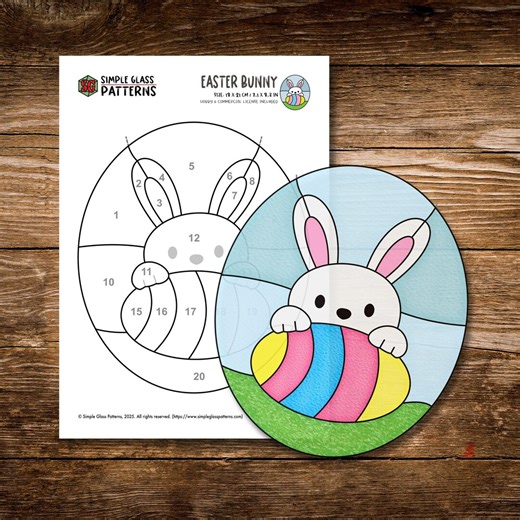 Easter Bunny & Egg Stained Glass Pattern • Simple Suncatcher Designs for Beginners • Cricut Friendly - Etsy