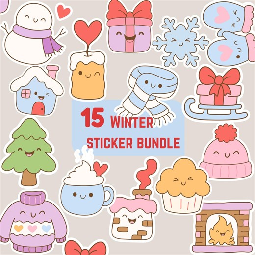 Winter Sticker PNG Bundle Clipart, Winter Classroom Designs, Hand-drawn Cute Kids, Planner, Journal, Mug Stickers, (digital Download) - Etsy