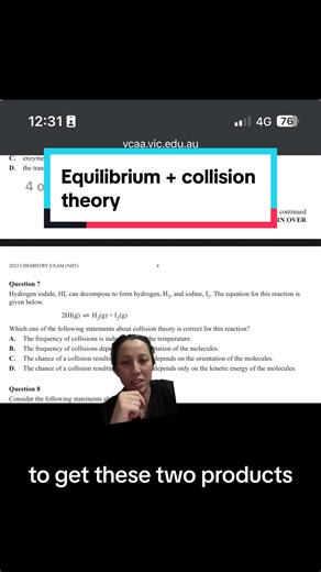 Equilibrium and Collision Theory in Chemistry Exams