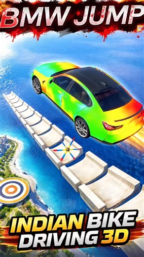 BMW Jump Extreme Stunt 😱🔥 | Indian Bike Driving 3D Crazy Ramp Jump #indianbikedriving3d