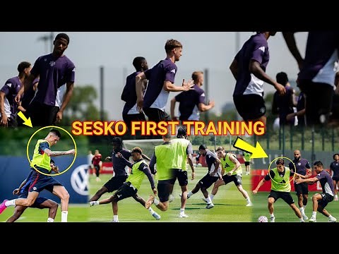 SESKO First Training at Manchester United Carrington as he meets other players at the playing ground