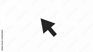Animated bw arrow cursor. Black white thin line icon 4K video footage for web design. Computer mouse arrow floating isolated monochrome flat element animation, alpha channel transparency