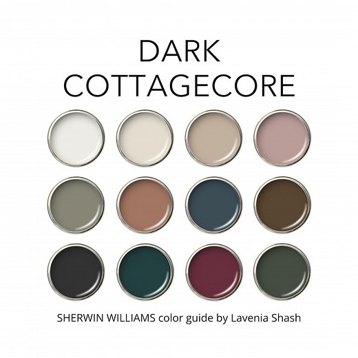 Dark Cottagecore Color Palette: Sherwin Williams Whole House Interior Moody Eclectic Home Paint Scheme. - Etsy