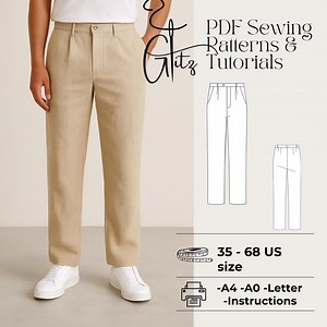 Men’s Pants Sewing Pattern | Classic Straight Leg Trousers PDF | Relaxed Fit Mens Linen Pants Pattern Digital Download - Etsy Canada