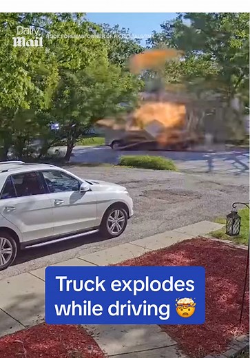 Video footage has captured the jaw-dropping moment a box truck exploded on a sleepy Illinois street over Memorial Day weekend. Shocking Ring doorbell footage captured the terrifying moment the Penske rental truck blew up on North Wood Dale Road in Addison, Illinois, at around 8:45am on Saturday morning. The explosion created a massive shockwave that damaged multiple homes in the neighborhood - but miraculously claimed no lives. #news #viral #explosion #truck #illinois