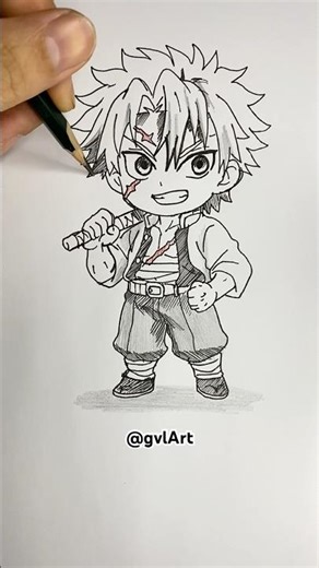 Draw anime demon slayer sanemi shinazugawa chibi #shorts