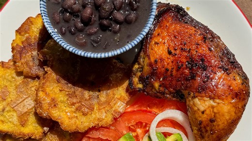 Mojo Roast Chicken, Tostones & Avocado Salad
