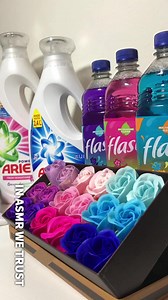 30K views · 572 reactions | Sneak Peek: Pink, Purple, & Blue Ariel Laundry Detergent, Flash Cleaner, and Soap Flowers #asmrvideo #asmrsounds #cleaning #asmrcleaning #asmrsponge #spongesqueezing #cleaningproducts #oddlysatisfying #cleantok #soapflowers #flowersoap #laundrydetergent #laundrypowder #inasmrwetrust | IN ASMR WE TRUST | Facebook